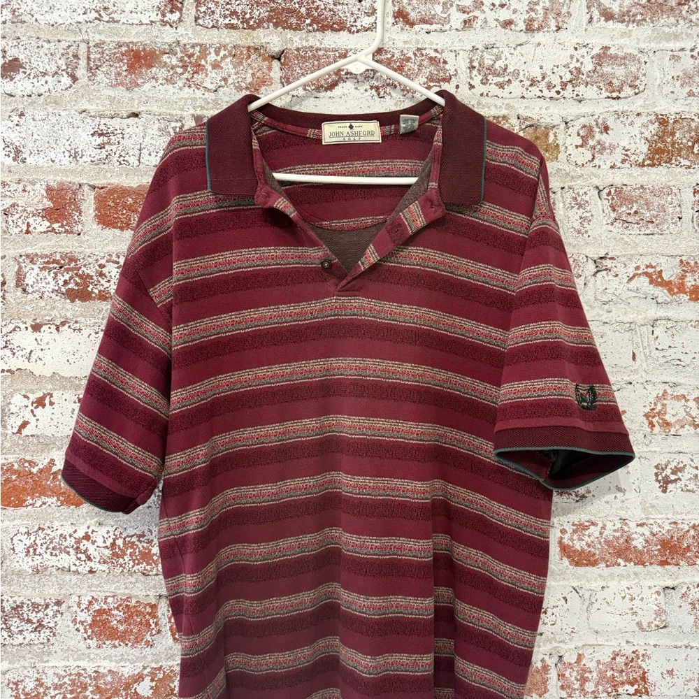 Vintage John Ashford Golf Polo Shirt Classic Striped Design